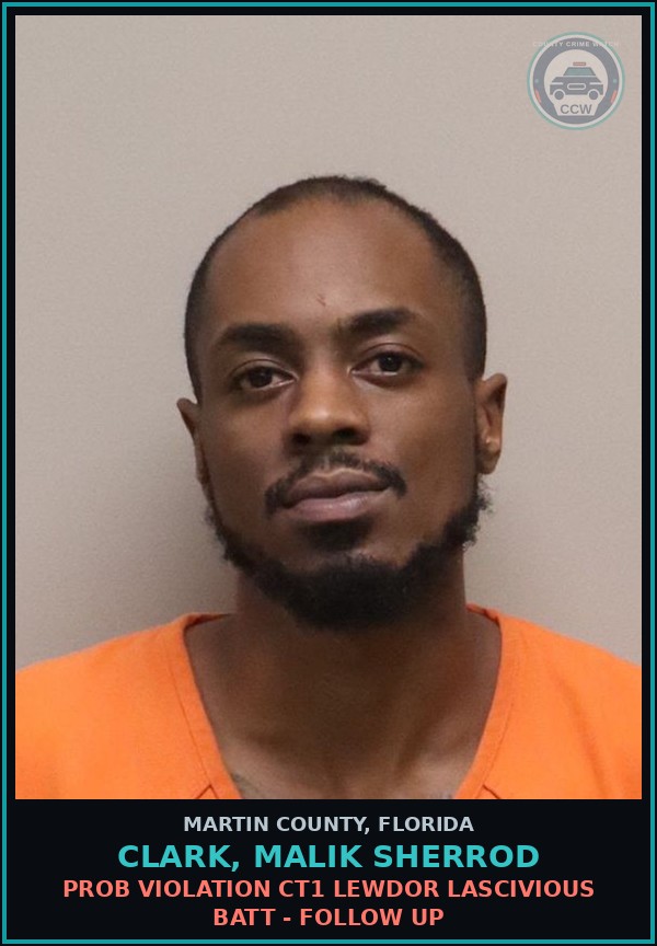 Booking mugshot of CLARK, MALIK SHERROD in Martin County