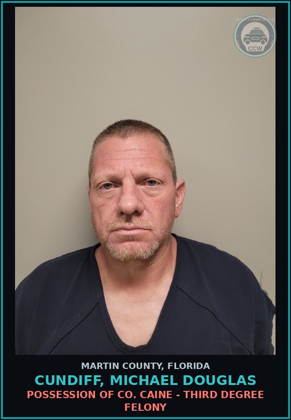 Booking mugshot of CUNDIFF, MICHAEL DOUGLAS in Martin County