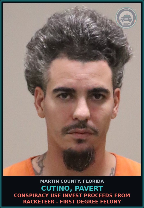 Booking mugshot of CUTINO, PAVERT in Martin County