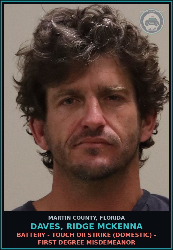 Booking mugshot of DAVES, RIDGE MCKENNA in Martin County