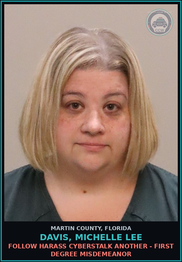 Booking mugshot of DAVIS, MICHELLE LEE in Martin County