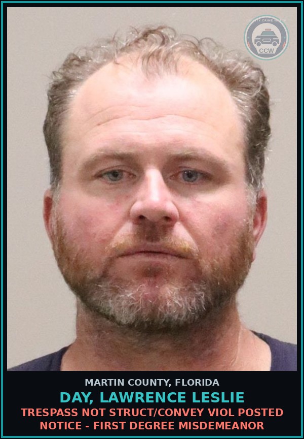 Booking mugshot of DAY, LAWRENCE LESLIE in Martin County