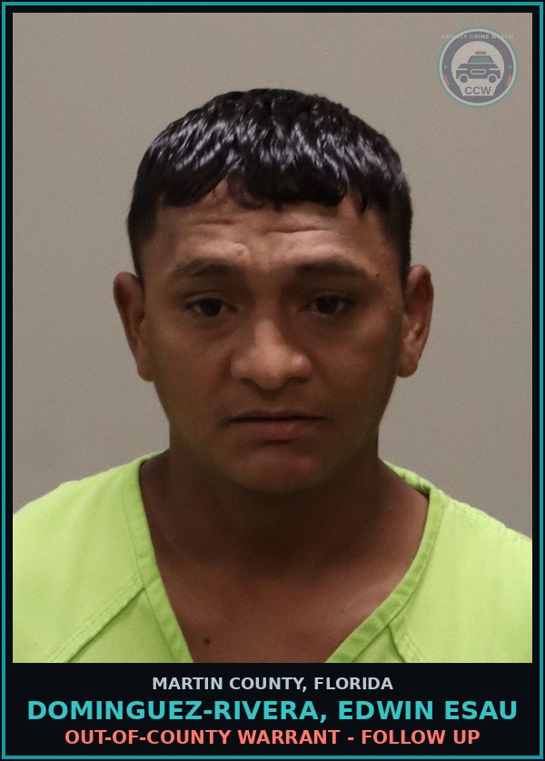 Booking mugshot of DOMINGUEZ-RIVERA, EDWIN ESAU in Martin County