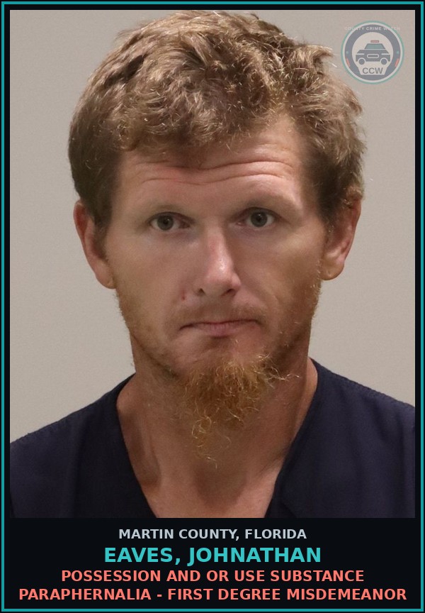 Booking mugshot of Eaves, Johnathan in Martin County