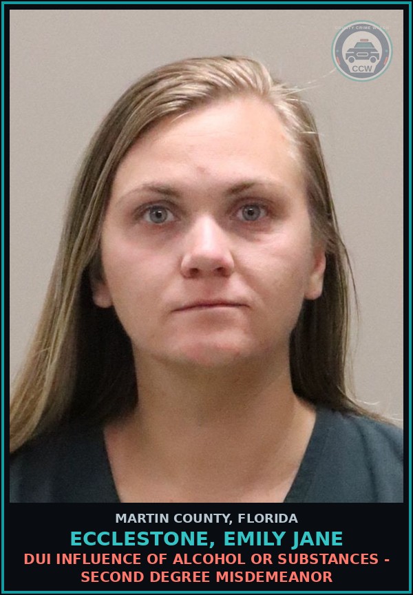 Booking mugshot of ECCLESTONE, EMILY JANE in Martin County