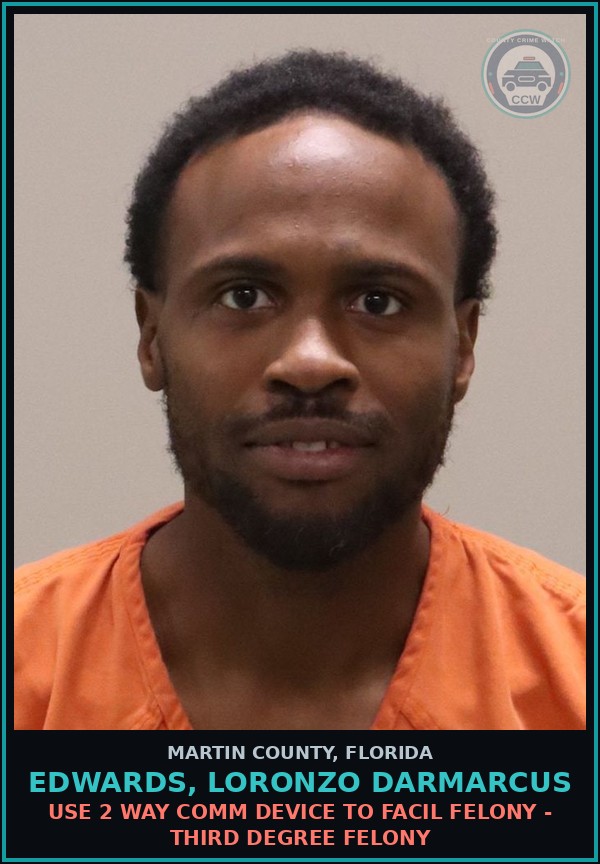 Booking mugshot of EDWARDS, LORONZO DARMARCUS in Martin County