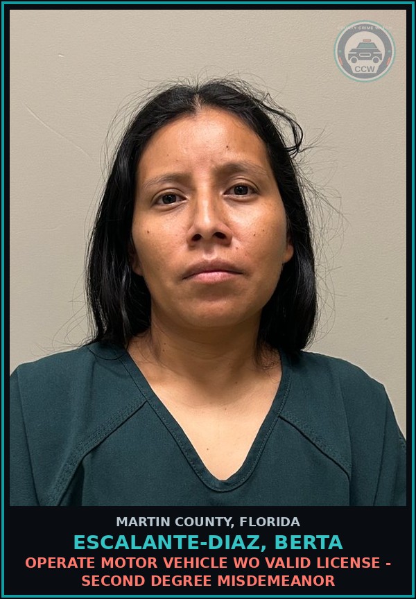 Booking mugshot of ESCALANTE-DIAZ, BERTA in Martin County