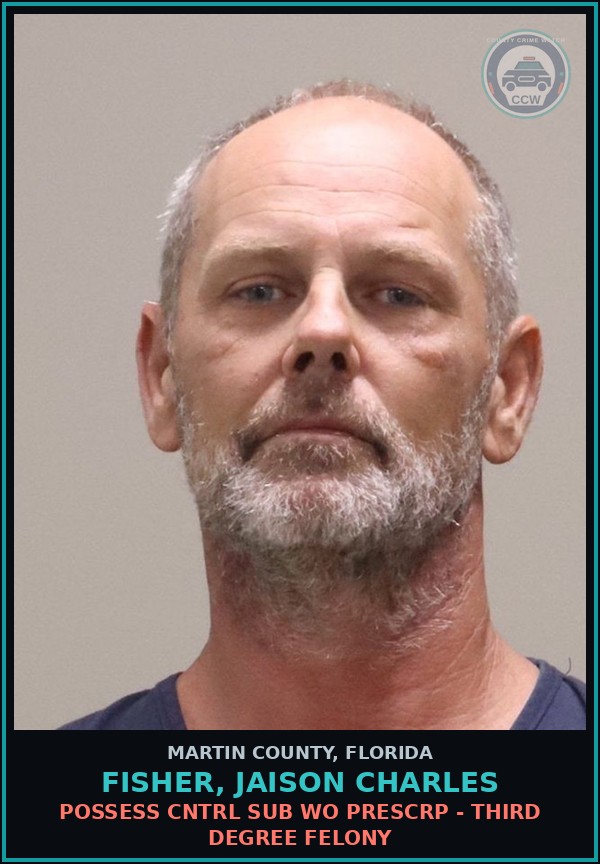 Booking mugshot of FISHER, JAISON CHARLES in Martin County