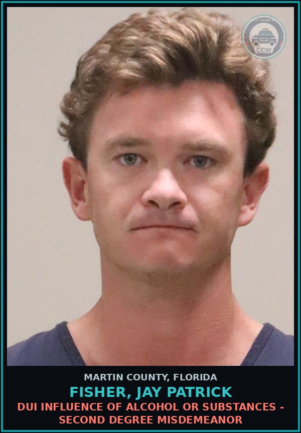 Booking mugshot of FISHER, JAY PATRICK in Martin County