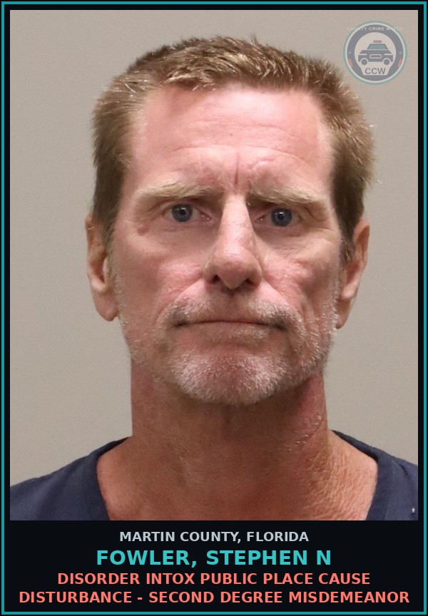 Booking mugshot of FOWLER, STEPHEN N in Martin County