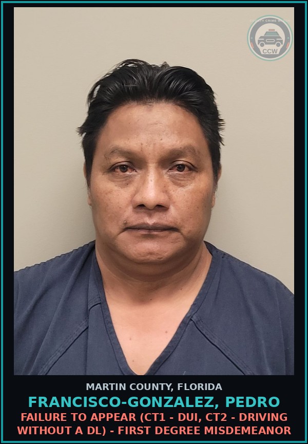 Booking mugshot of FRANCISCO-GONZALEZ, PEDRO in Martin County