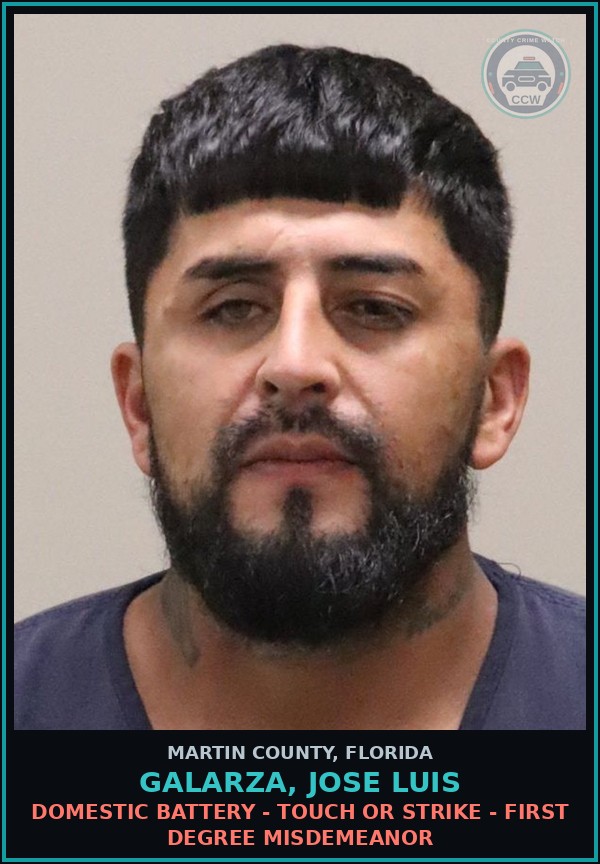 Booking mugshot of GALARZA, JOSE LUIS in Martin County