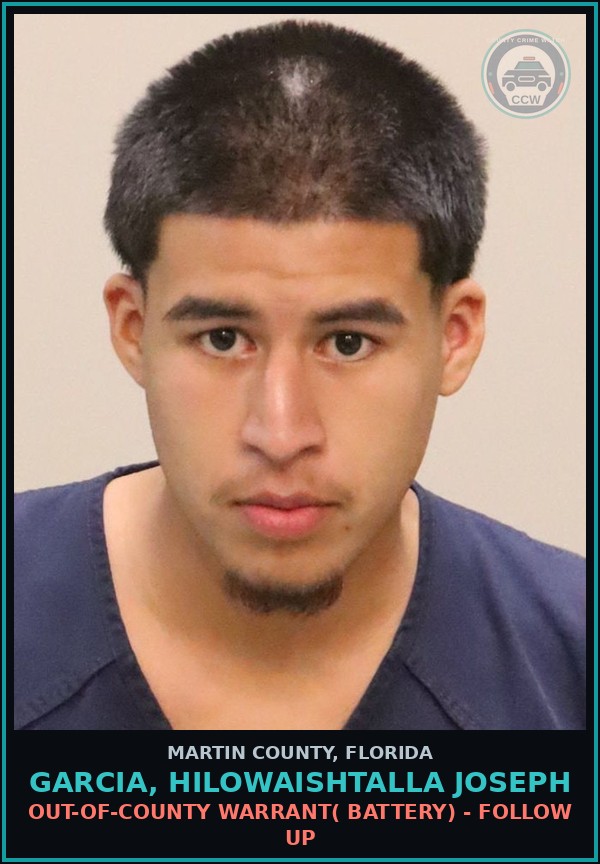 Booking mugshot of GARCIA, HILOWAISHTALLA JOSEPH in Martin County
