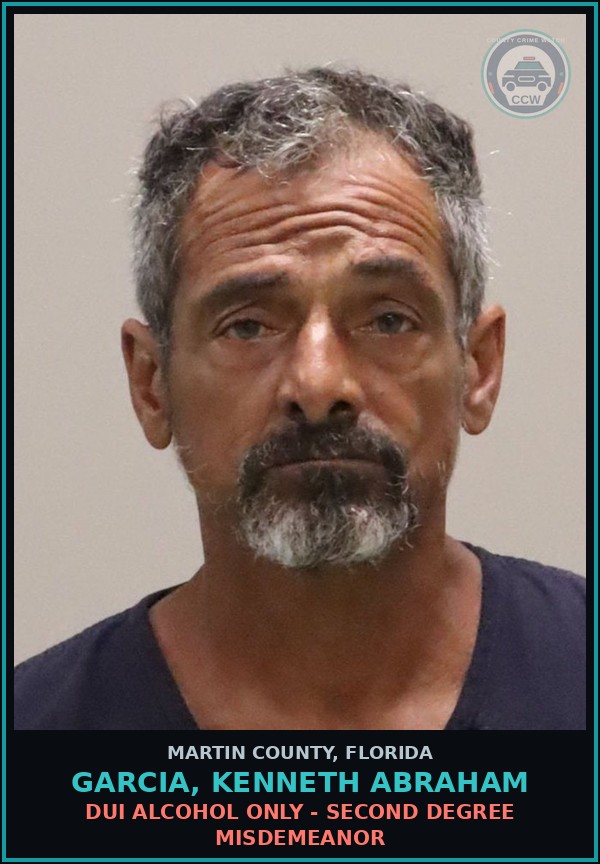 Booking mugshot of GARCIA, KENNETH ABRAHAM in Martin County