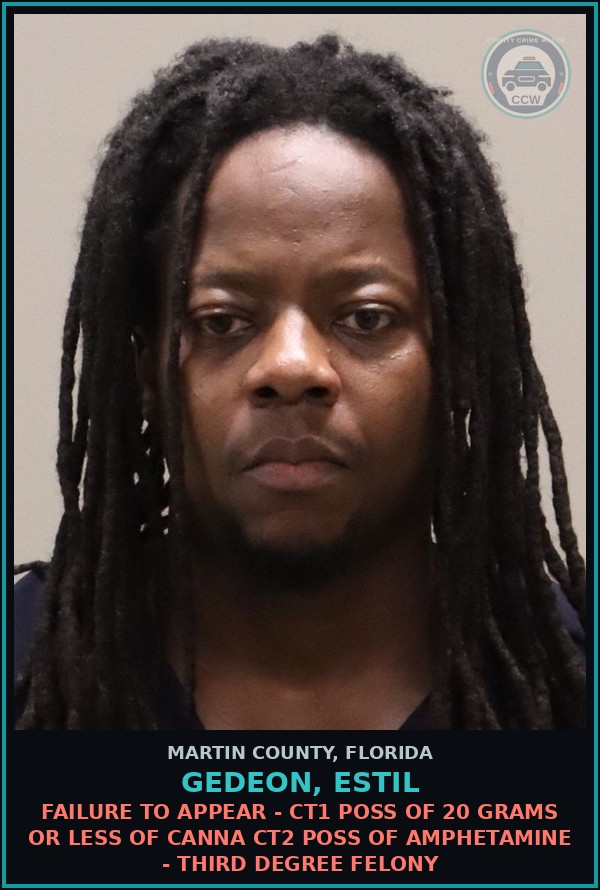 Booking mugshot of GEDEON, ESTIL in Martin County