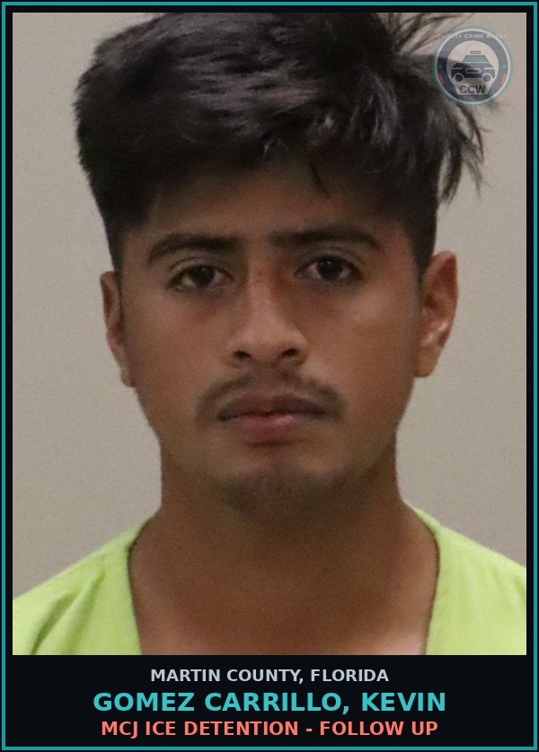 Booking mugshot of GOMEZ CARRILLO, KEVIN in Martin County
