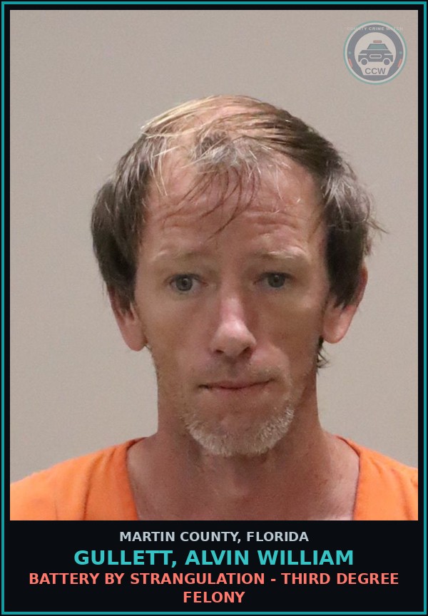 Booking mugshot of GULLETT, ALVIN WILLIAM in Martin County