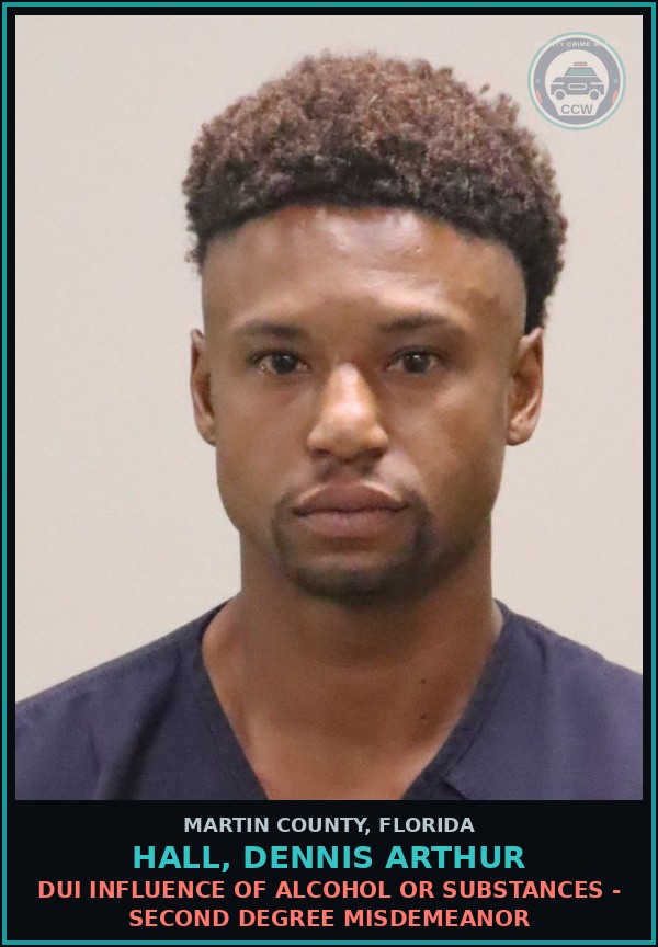 Booking mugshot of HALL, DENNIS ARTHUR in Martin County