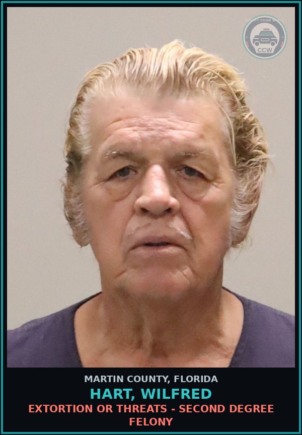 Booking mugshot of HART, WILFRED in Martin County