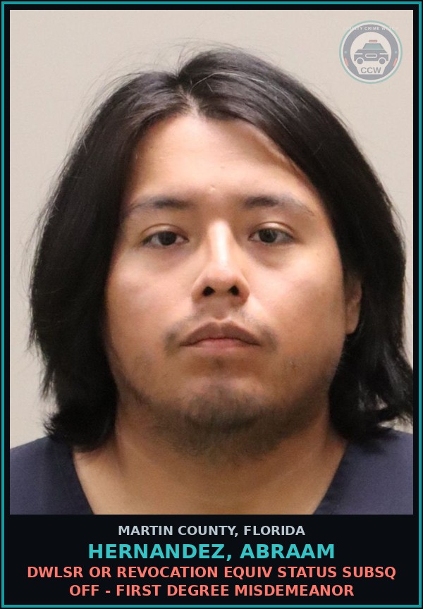 Booking mugshot of HERNANDEZ, ABRAAM in Martin County