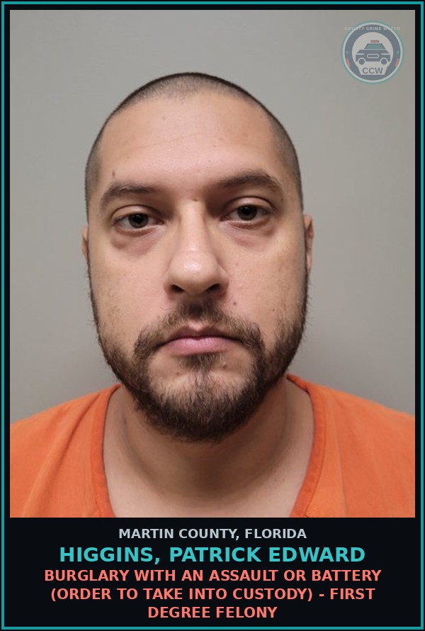 Booking mugshot of HIGGINS, PATRICK EDWARD in Martin County