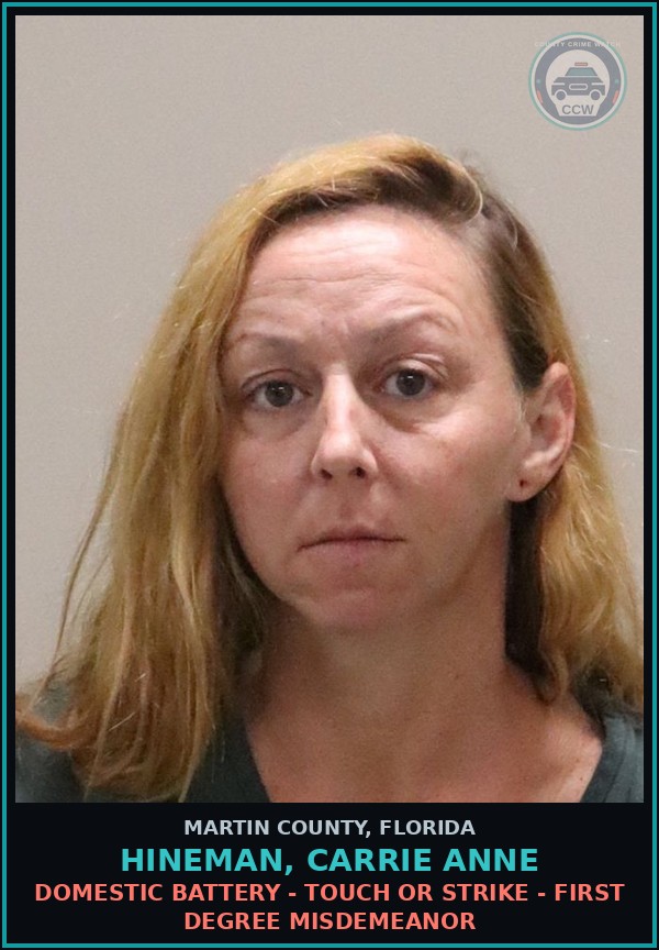 Booking mugshot of HINEMAN, CARRIE ANNE in Martin County