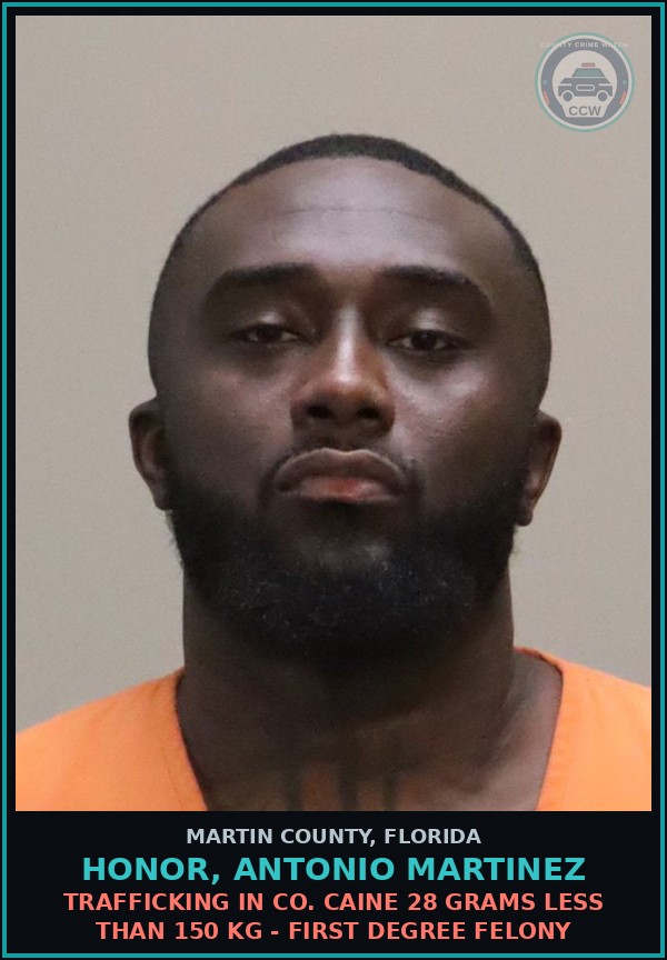 Booking mugshot of HONOR, ANTONIO MARTINEZ in Martin County