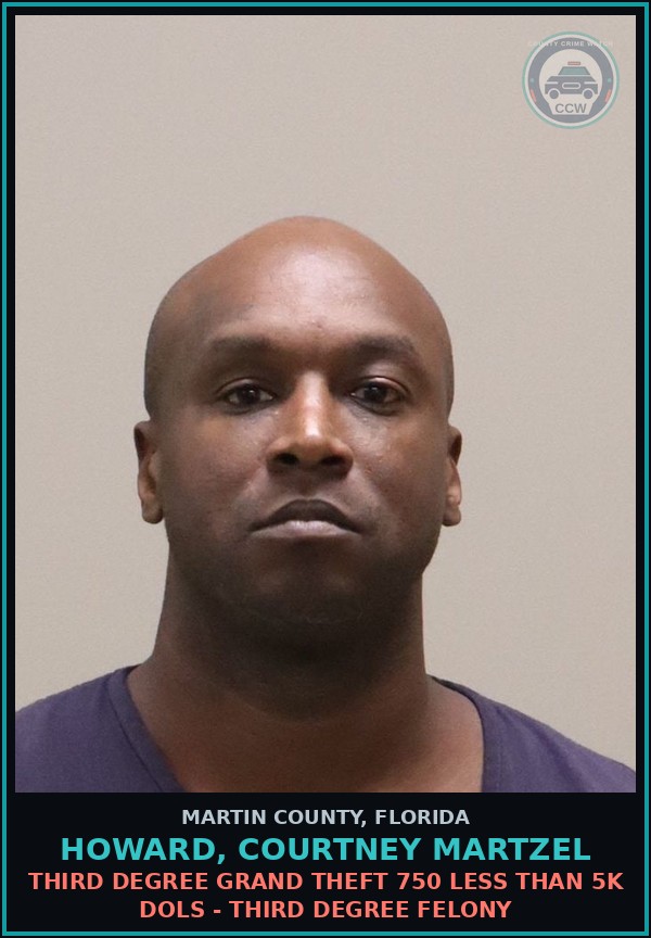 Booking mugshot of HOWARD, COURTNEY MARTZEL in Martin County