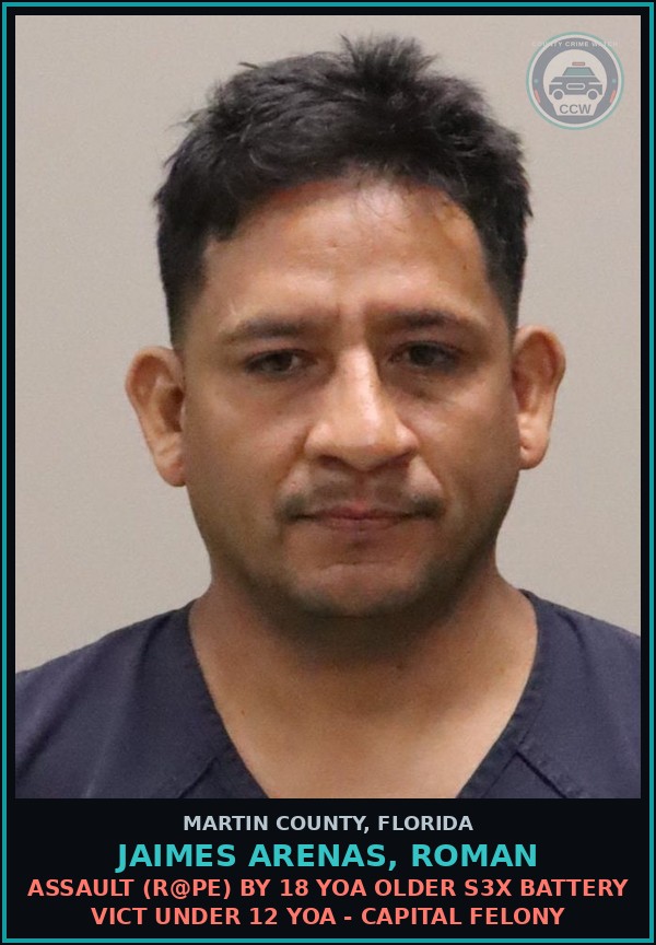 Booking mugshot of JAIMES ARENAS, ROMAN in Martin County