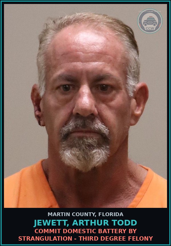 Booking mugshot of JEWETT, ARTHUR TODD in Martin County