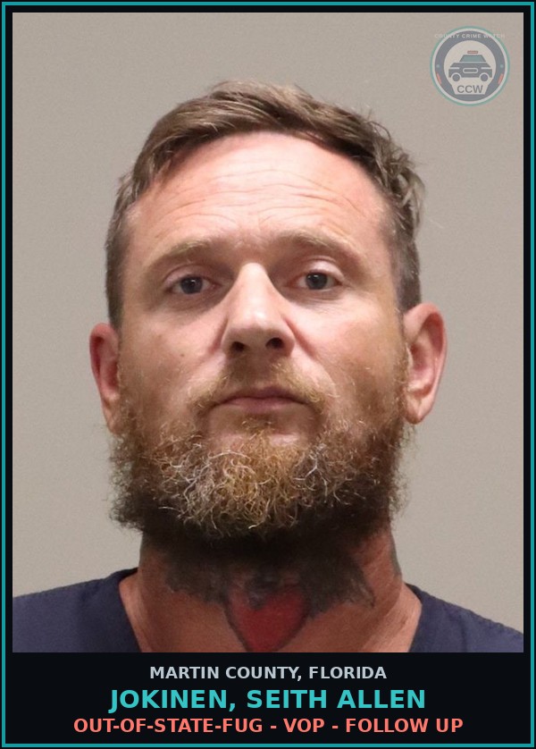 Booking mugshot of JOKINEN, SEITH ALLEN in Martin County