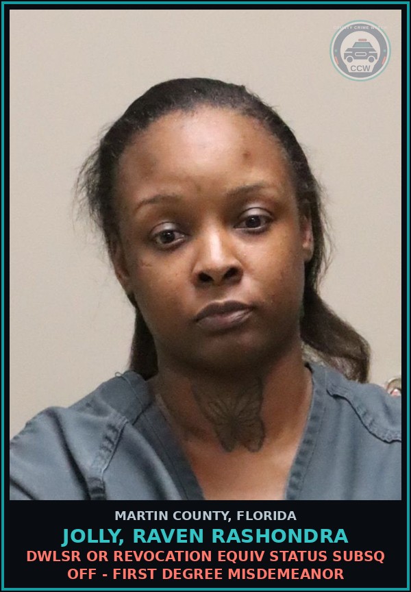 Booking mugshot of JOLLY, RAVEN RASHONDRA in Martin County
