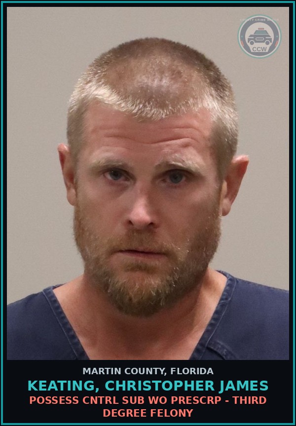 Booking mugshot of KEATING, CHRISTOPHER JAMES in Martin County