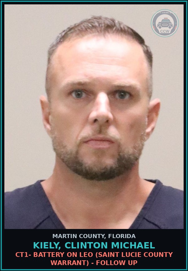 Booking mugshot of KIELY, CLINTON MICHAEL in Martin County
