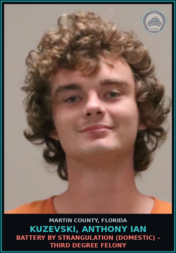 Booking mugshot of KUZEVSKI, ANTHONY IAN in Martin County