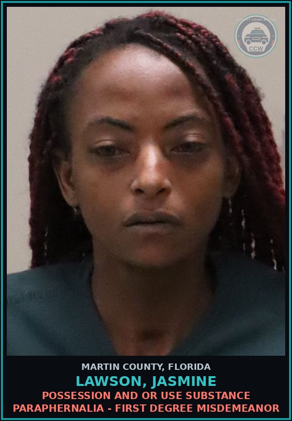 Booking mugshot of LAWSON, JASMINE in Martin County