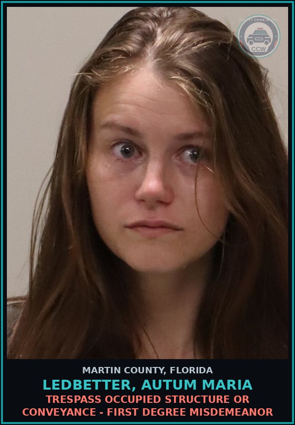 Booking mugshot of LEDBETTER, AUTUM MARIA in Martin County