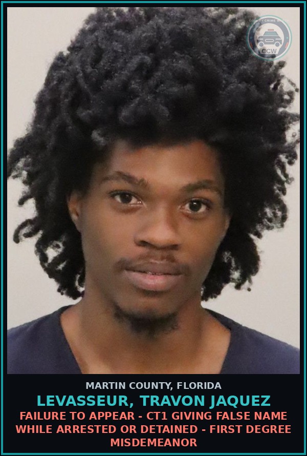 Booking mugshot of LEVASSEUR, TRAVON JAQUEZ in Martin County