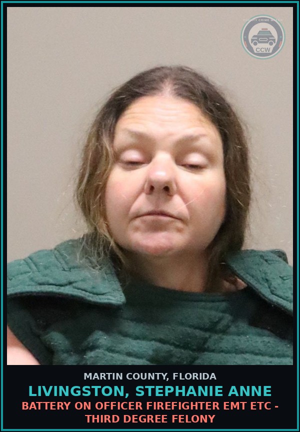 Booking mugshot of LIVINGSTON, STEPHANIE ANNE in Martin County