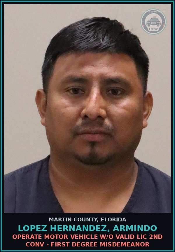 Booking mugshot of LOPEZ HERNANDEZ, ARMINDO in Martin County
