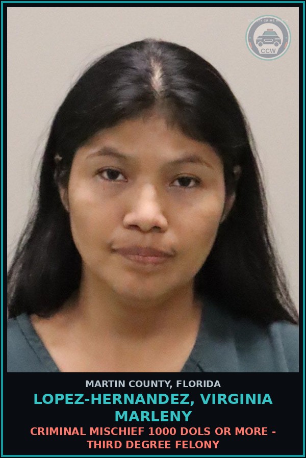 Booking mugshot of LOPEZ-HERNANDEZ, VIRGINIA MARLENY in Martin County