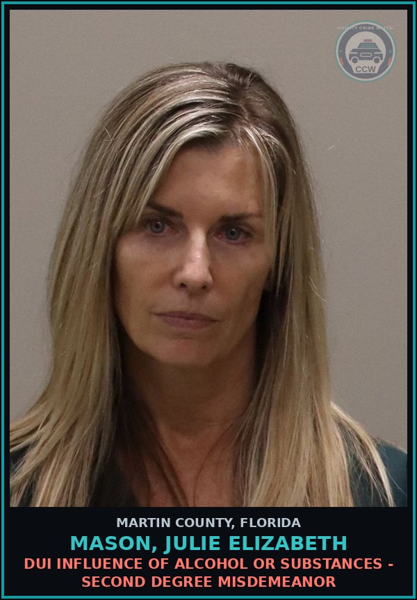 Booking mugshot of MASON, JULIE ELIZABETH in Martin County