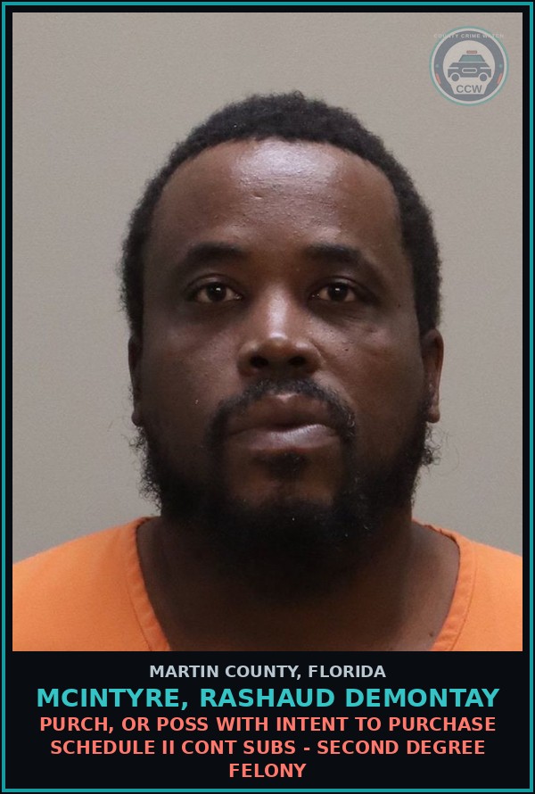 Booking mugshot of MCINTYRE, RASHAUD DEMONTAY in Martin County