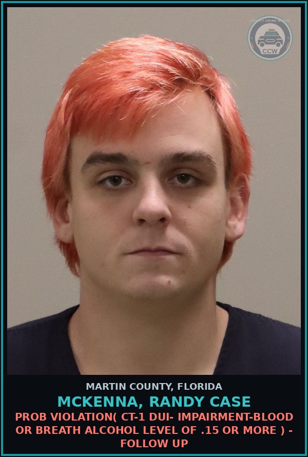 Booking mugshot of MCKENNA, RANDY CASE in Martin County