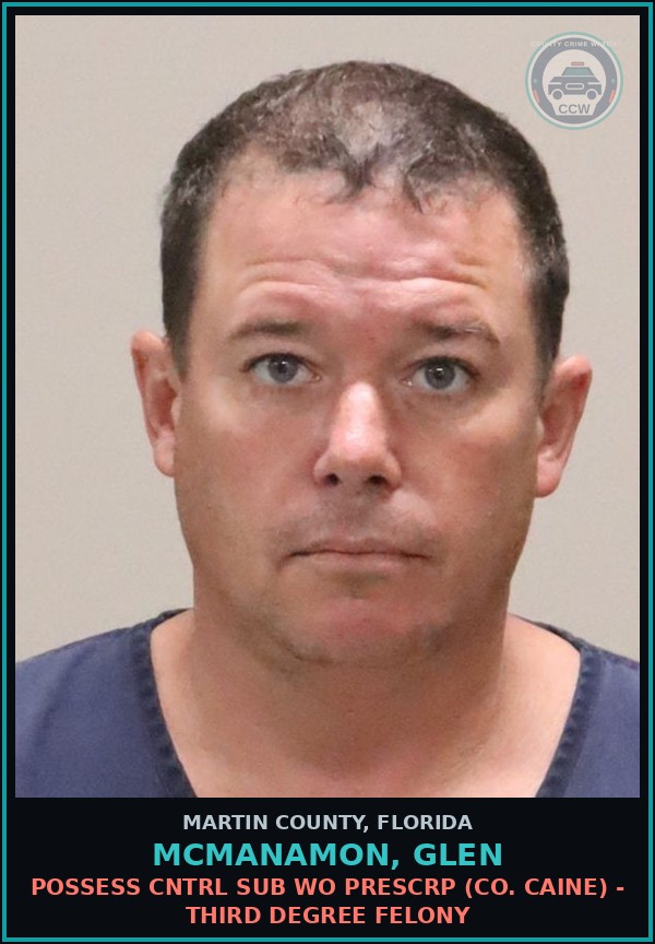 Booking mugshot of MCMANAMON, GLEN in Martin County