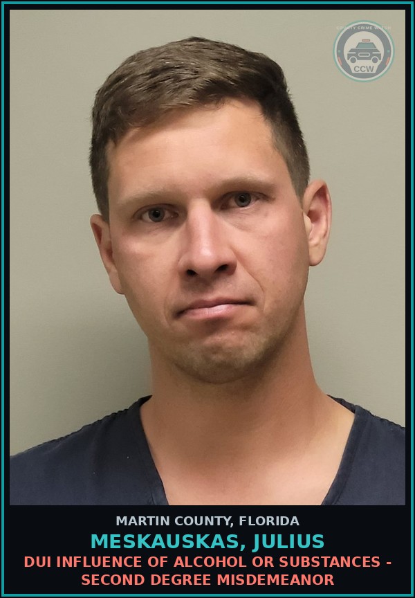 Booking mugshot of MESKAUSKAS, JULIUS in Martin County