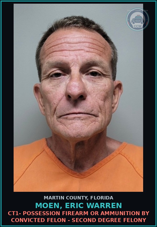 Booking mugshot of MOEN, ERIC WARREN in Martin County