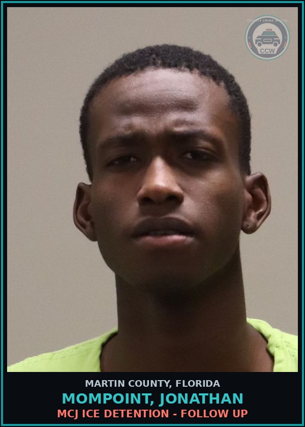 Booking mugshot of MOMPOINT, JONATHAN in Martin County