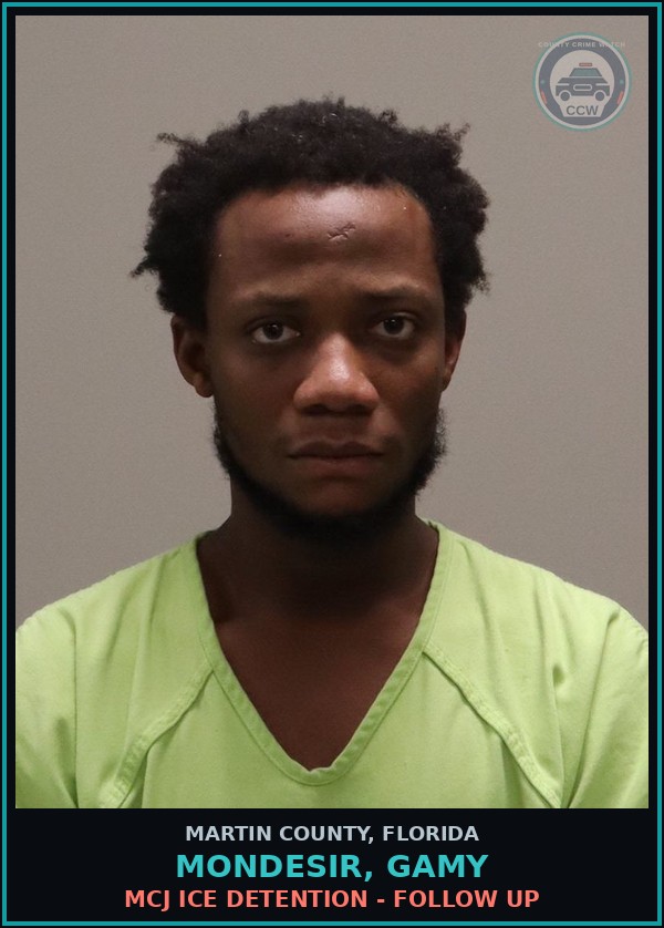 Booking mugshot of MONDESIR, GAMY in Martin County