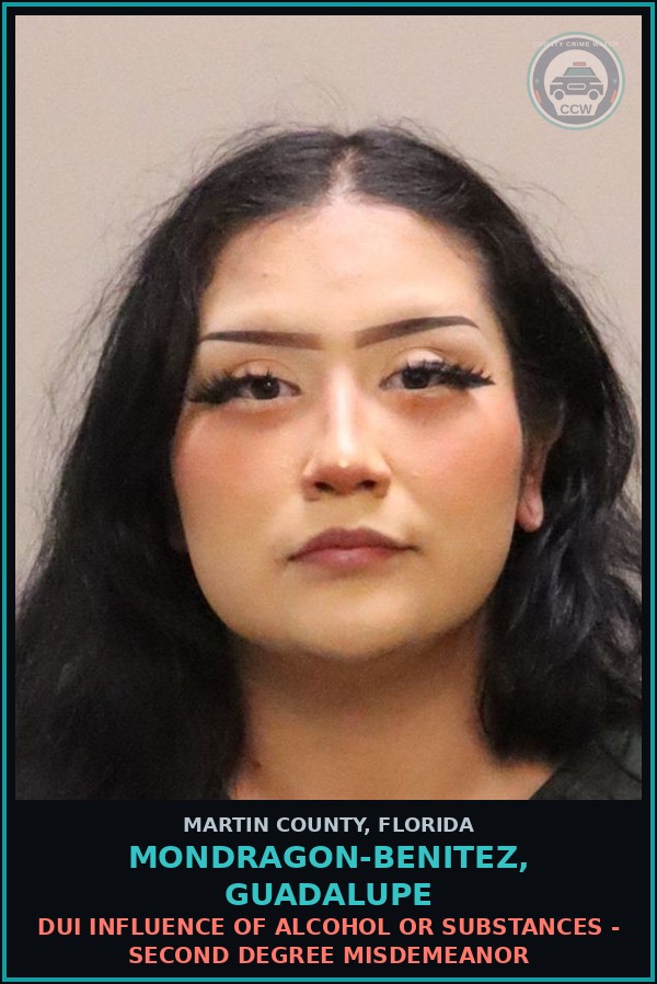 Booking mugshot of MONDRAGON-BENITEZ, GUADALUPE in Martin County